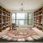 Cream and Rose Wavy Ribbon Rug