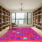 Bright Red Pop Art Star Collage Rug