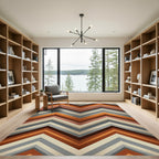Rustic Orange Gray Chevron Stripes Rug