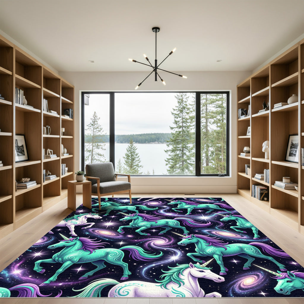 Cosmic Celestial Unicorn Galaxy Fantasy Rug