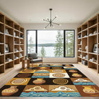 Earthy Terracotta Swirl Wave Pottery Mosaic Rug