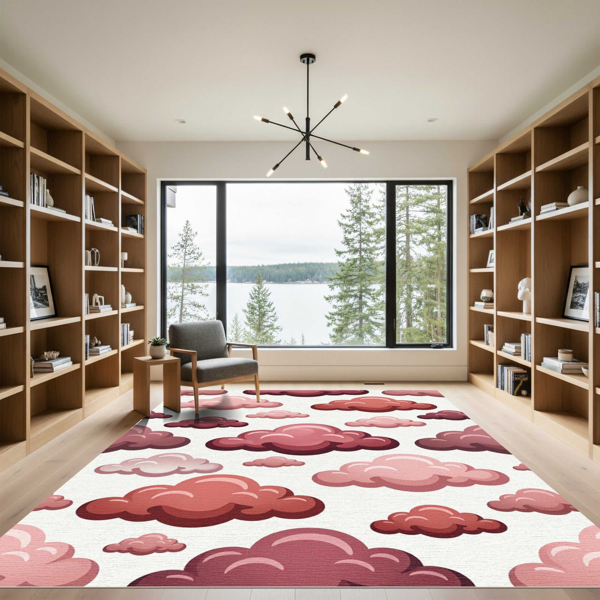 Pink Cloudscape Pattern Seamless Rug