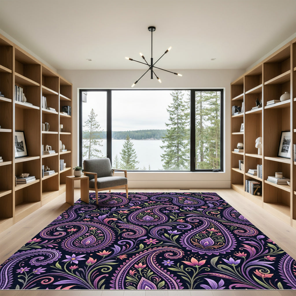 Vibrant Paisley Floral Garden Rug