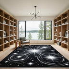 Radiant Black Cosmic Starburst Rug