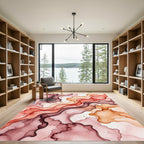 Abstract Terracotta and Burgundy Flowing Wave Rug