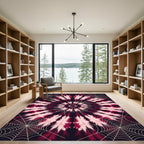 Crimson White Spiderweb Mandala Rug