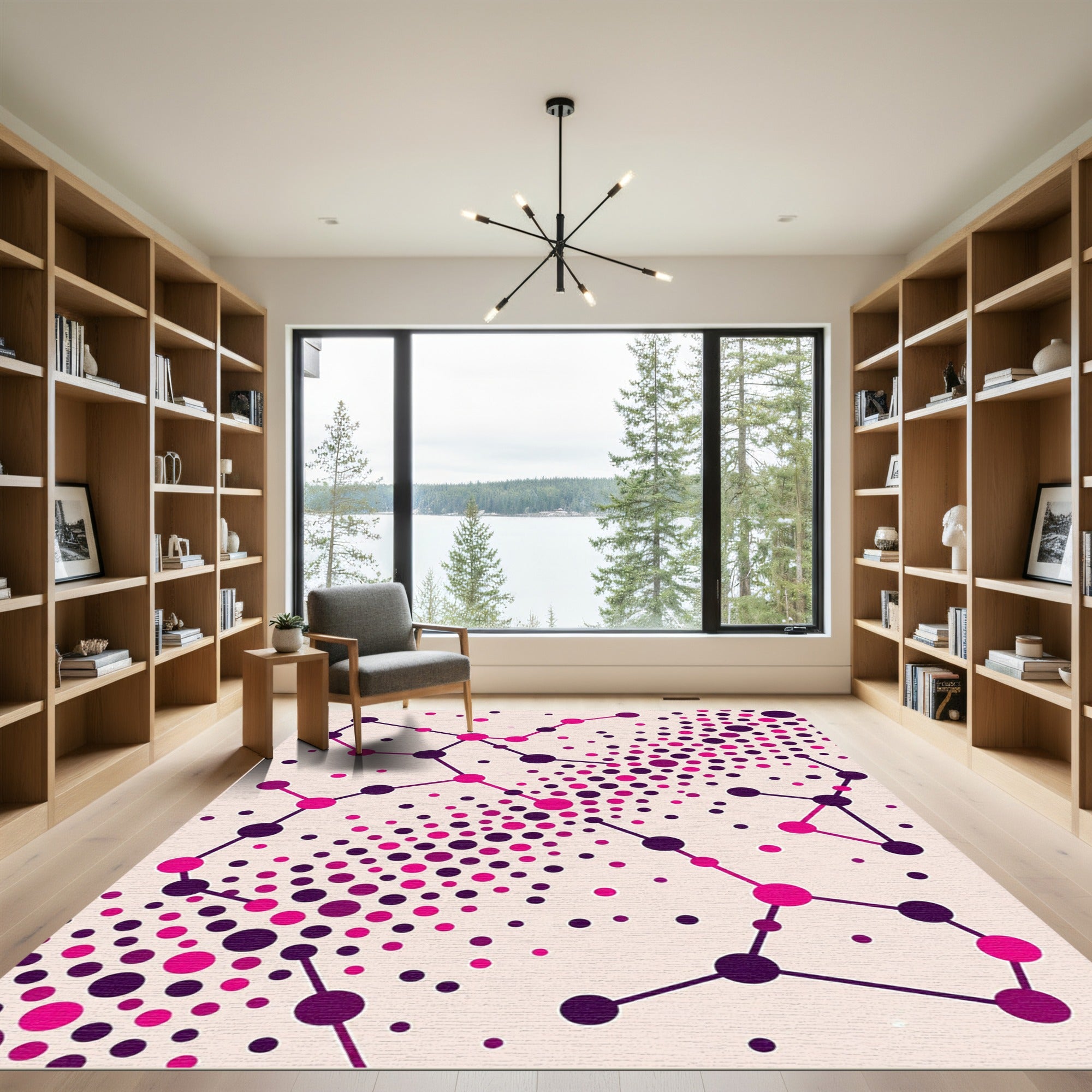 Amethyst Pink Network Dots Rug