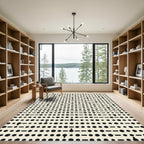 Minimalist Black Dot Dash Composition Rug