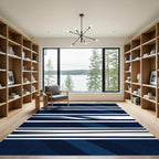 Modern Midnight Blue Linear Abstract Rug