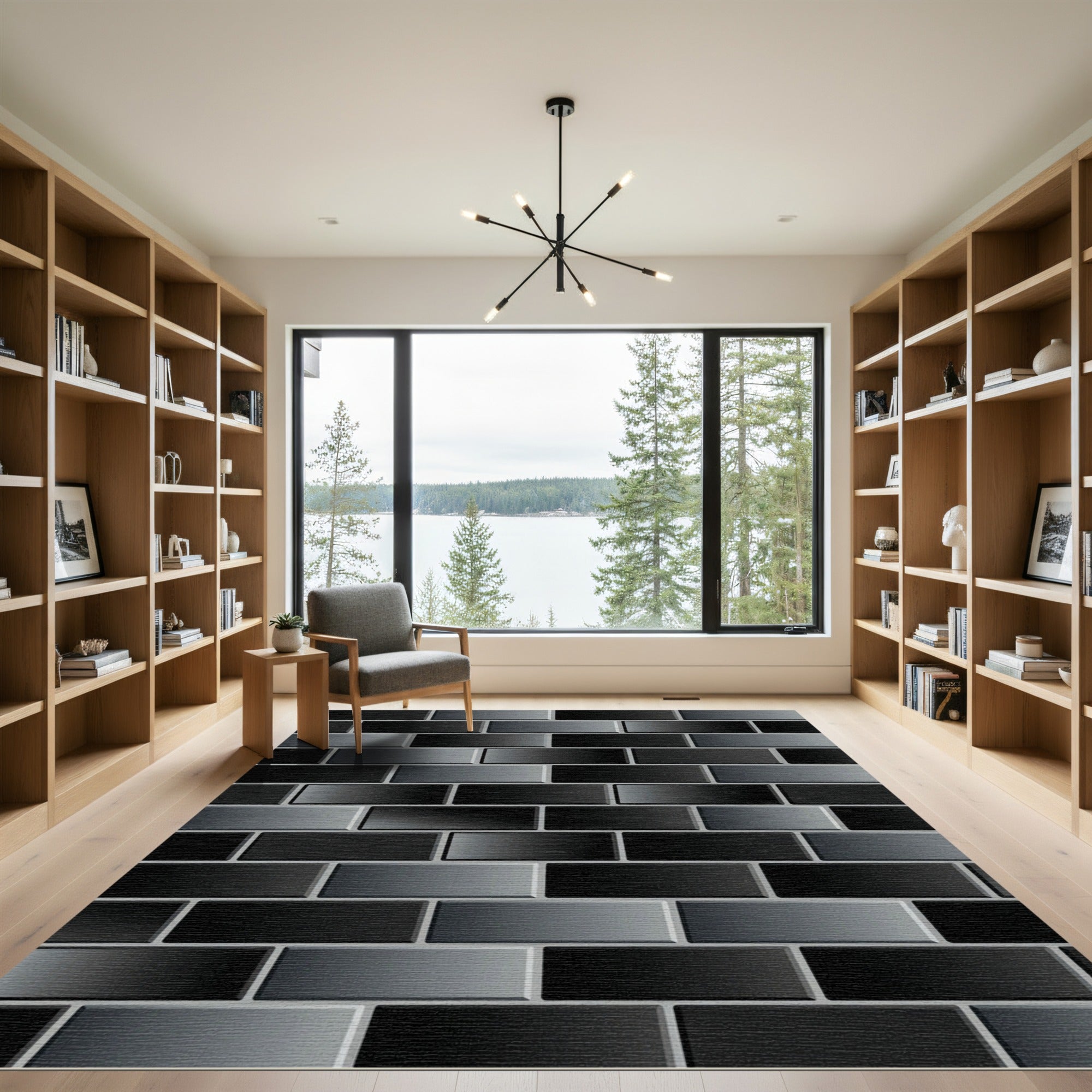 Gray Black Brick Texture Rug
