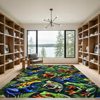 Vibrant Amazonian Frog Leaf Jungle Rug