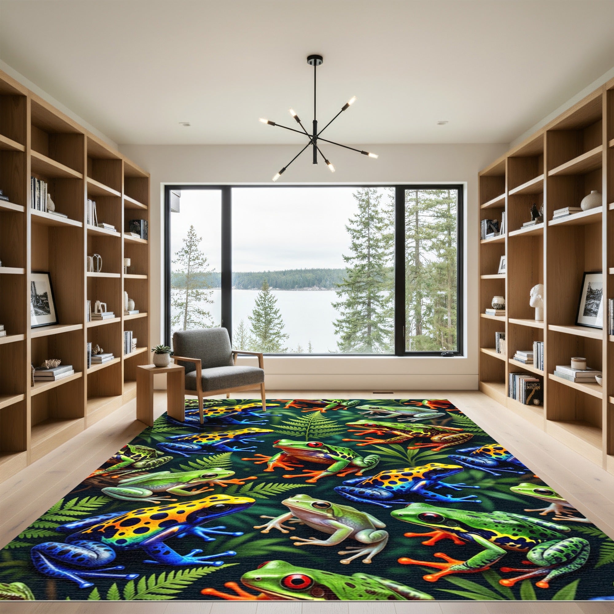 Vibrant Amazonian Frog Leaf Jungle Rug