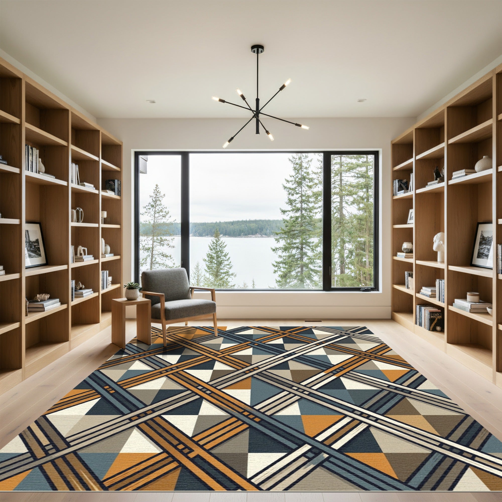 Geometric Mid-Century Plaid Checkered Area Rug