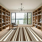 Rich Chocolate Cream Striped Classic Rug