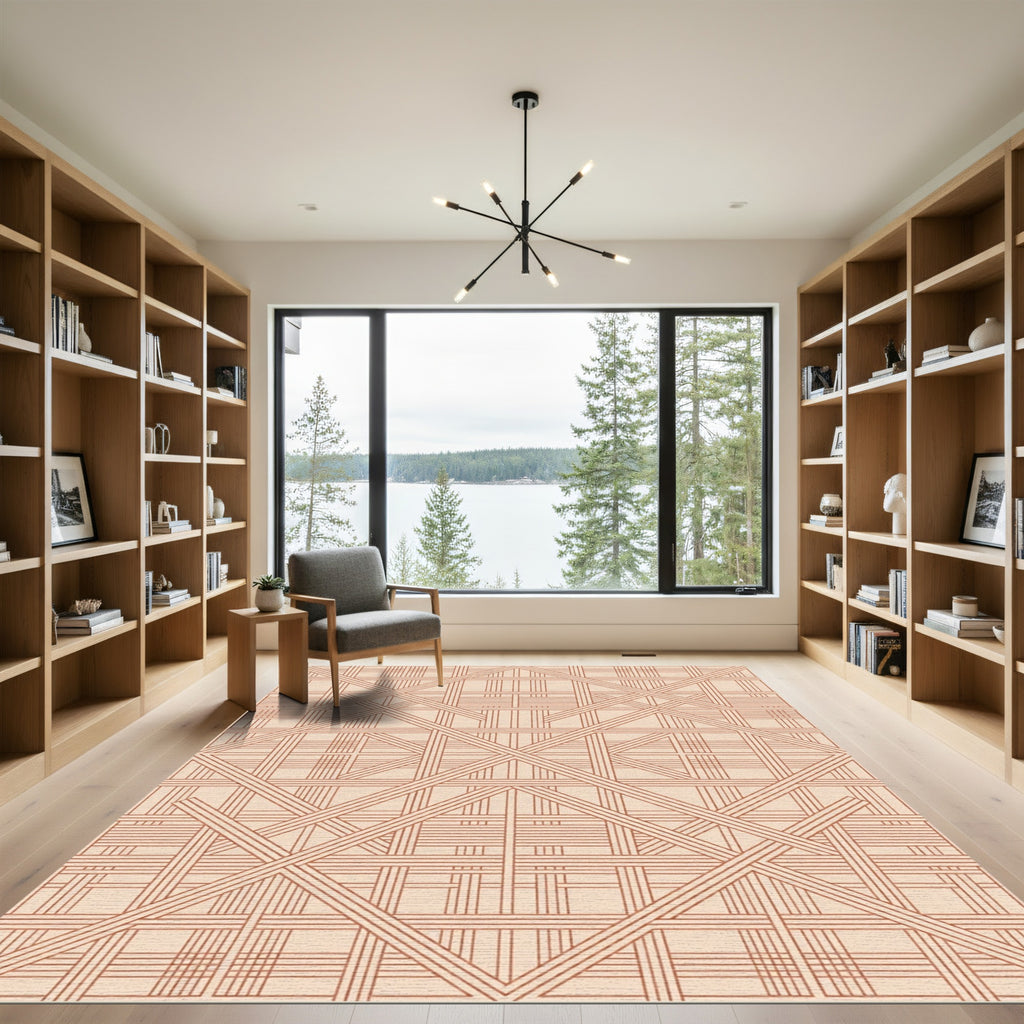 Geometric Terracotta Weave Rug