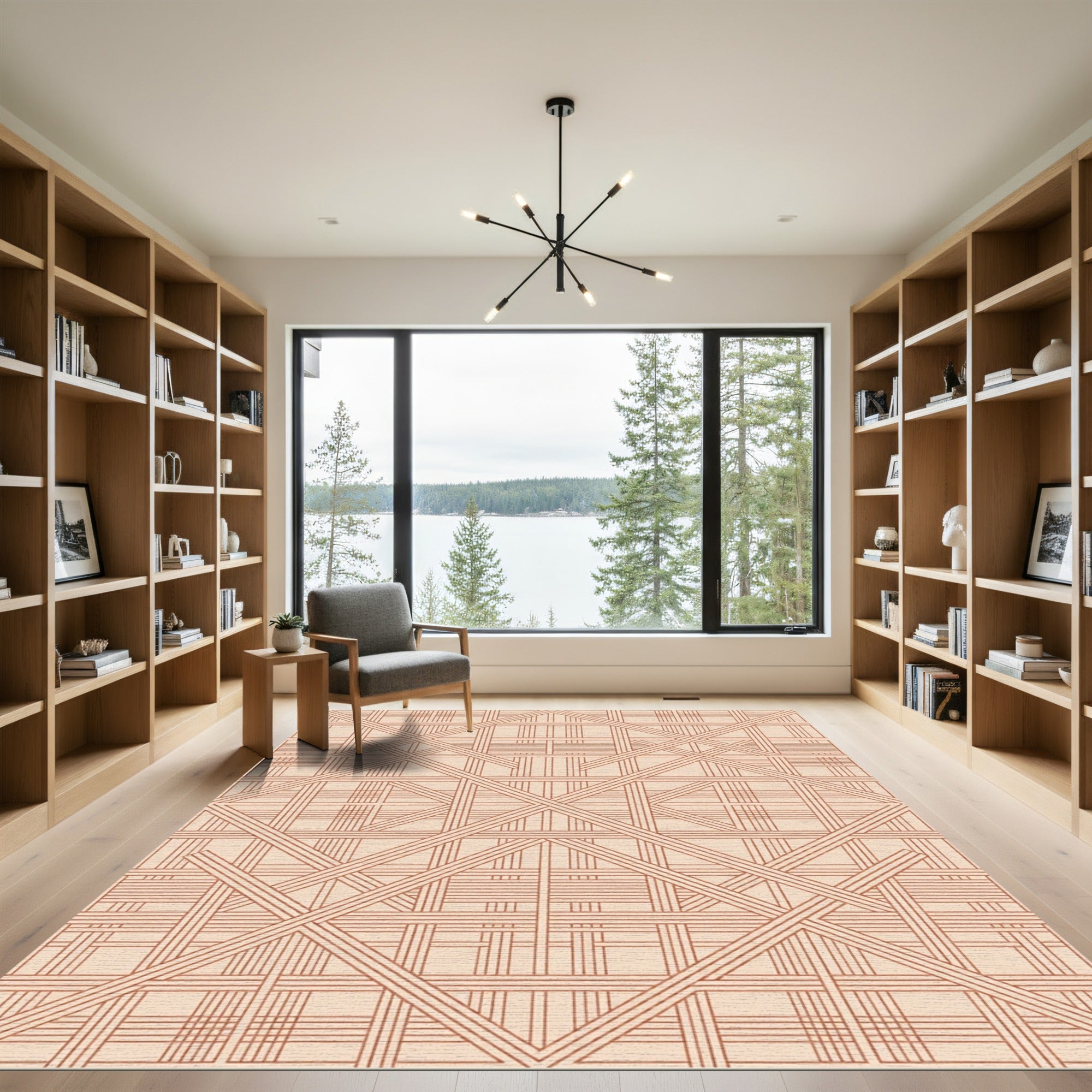 Geometric Terracotta Weave Rug