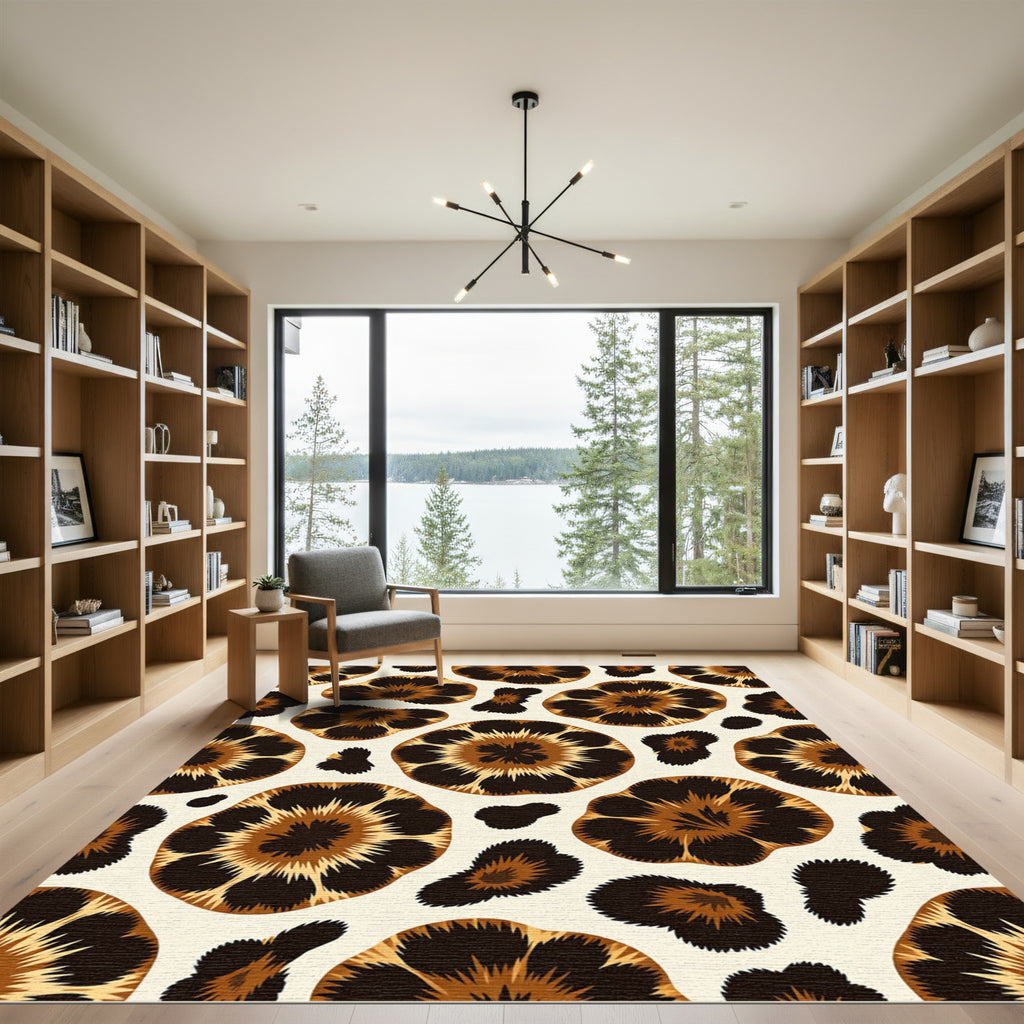 Brown Tan Feline Spots Rug