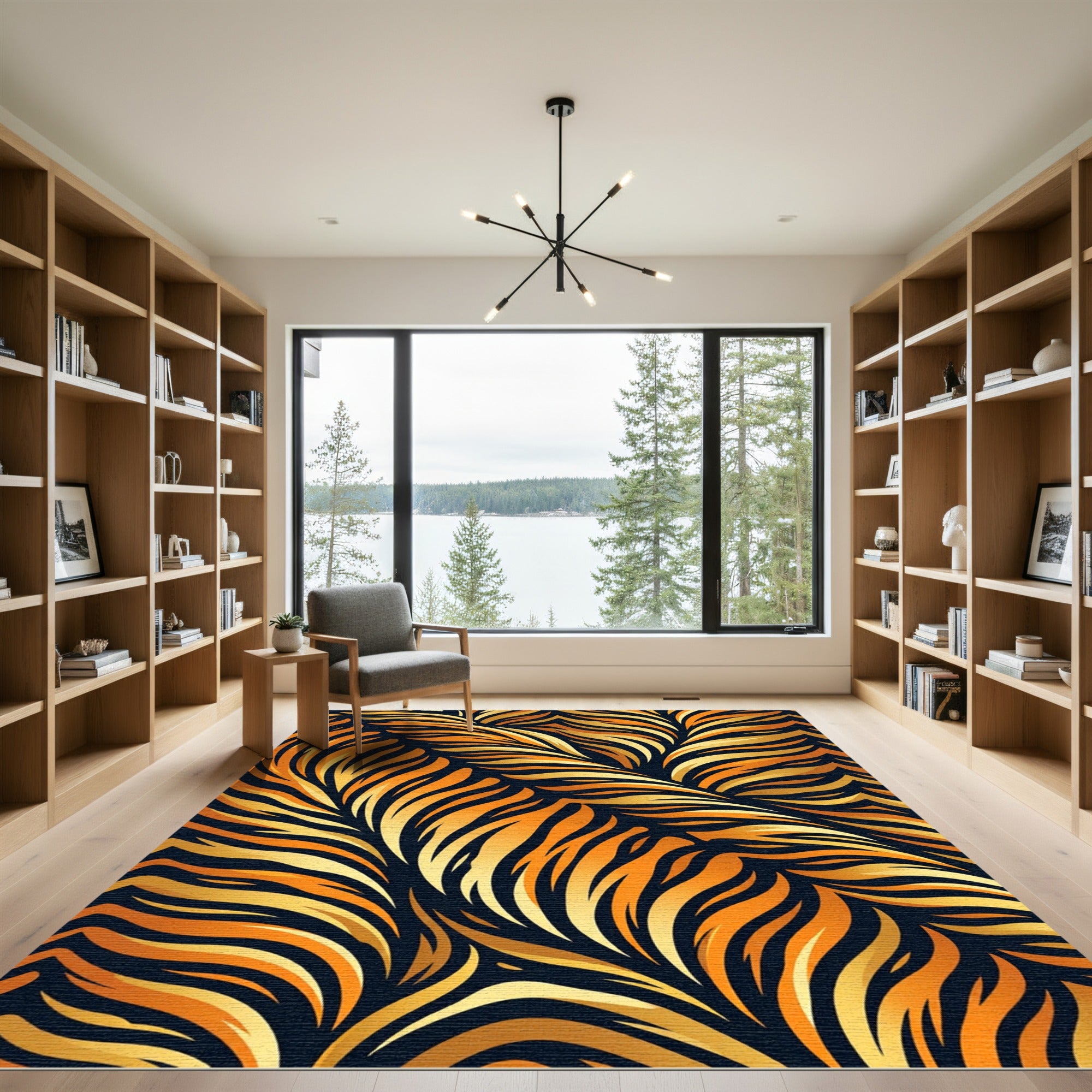 Bold Orange Gold Tiger Stripe Rug