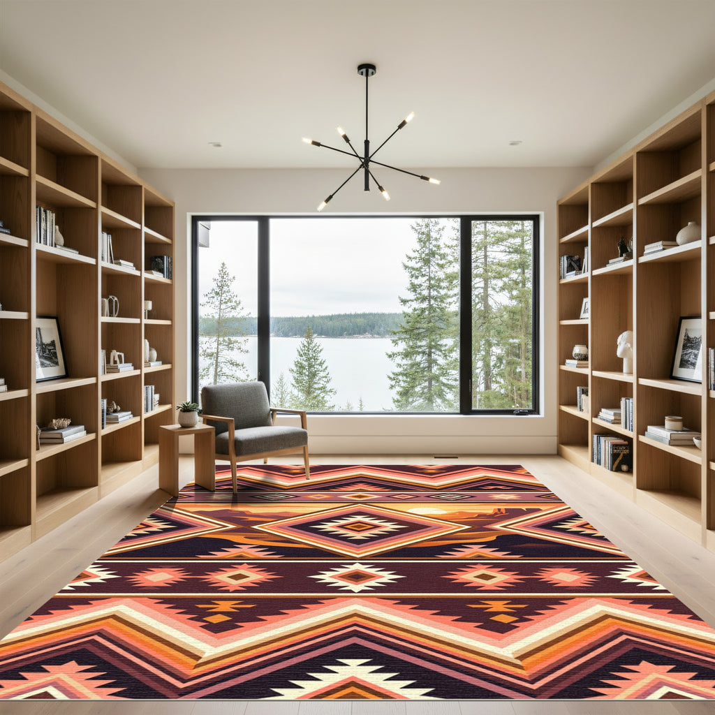 Southwest Sunset Geometric Diamond Rug