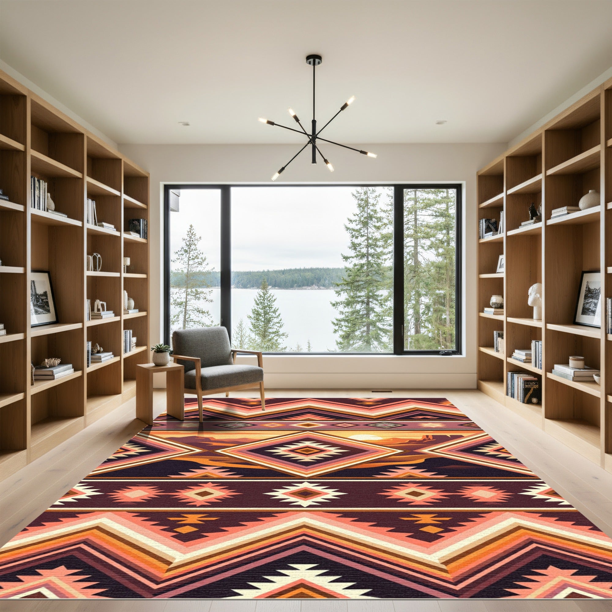 Southwest Sunset Geometric Diamond Rug
