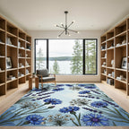 Botanical Blue Cornflower And Lavender Meadow Rug