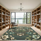 Vintage Teal Floral Medallion Rug