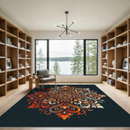 Ornate Amber Floral Medallion Rug