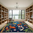 Zen Koi Pond with Falling Blossoms Rug
