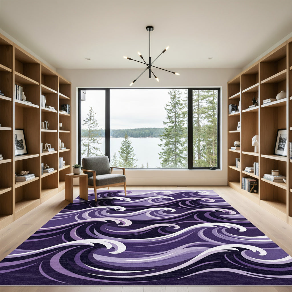Deep Purple Abstract Rolling Waves Rug