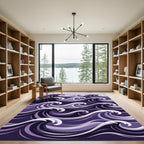 Deep Purple Abstract Rolling Waves Rug