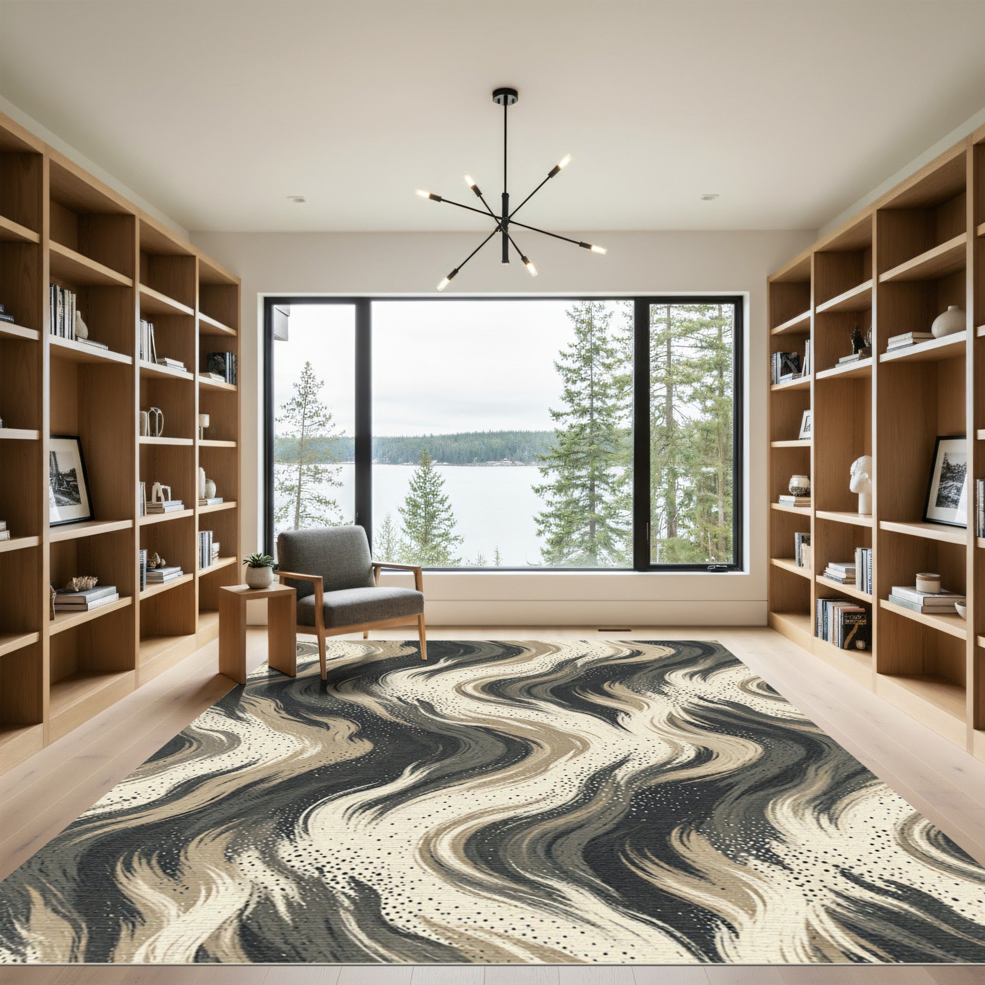 Earthy Tones Abstract Brush Strokes Rug