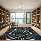 Art Deco Fan Monochrome Geometric Rug