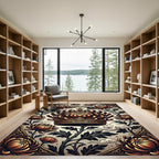 Golden Chrysanthemum Crown Floral Art Rug