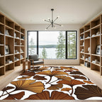 Brown Ginkgo Leaf Arrangement Rug
