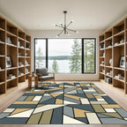 Abstract Geo Teal Tan Neutral Rug
