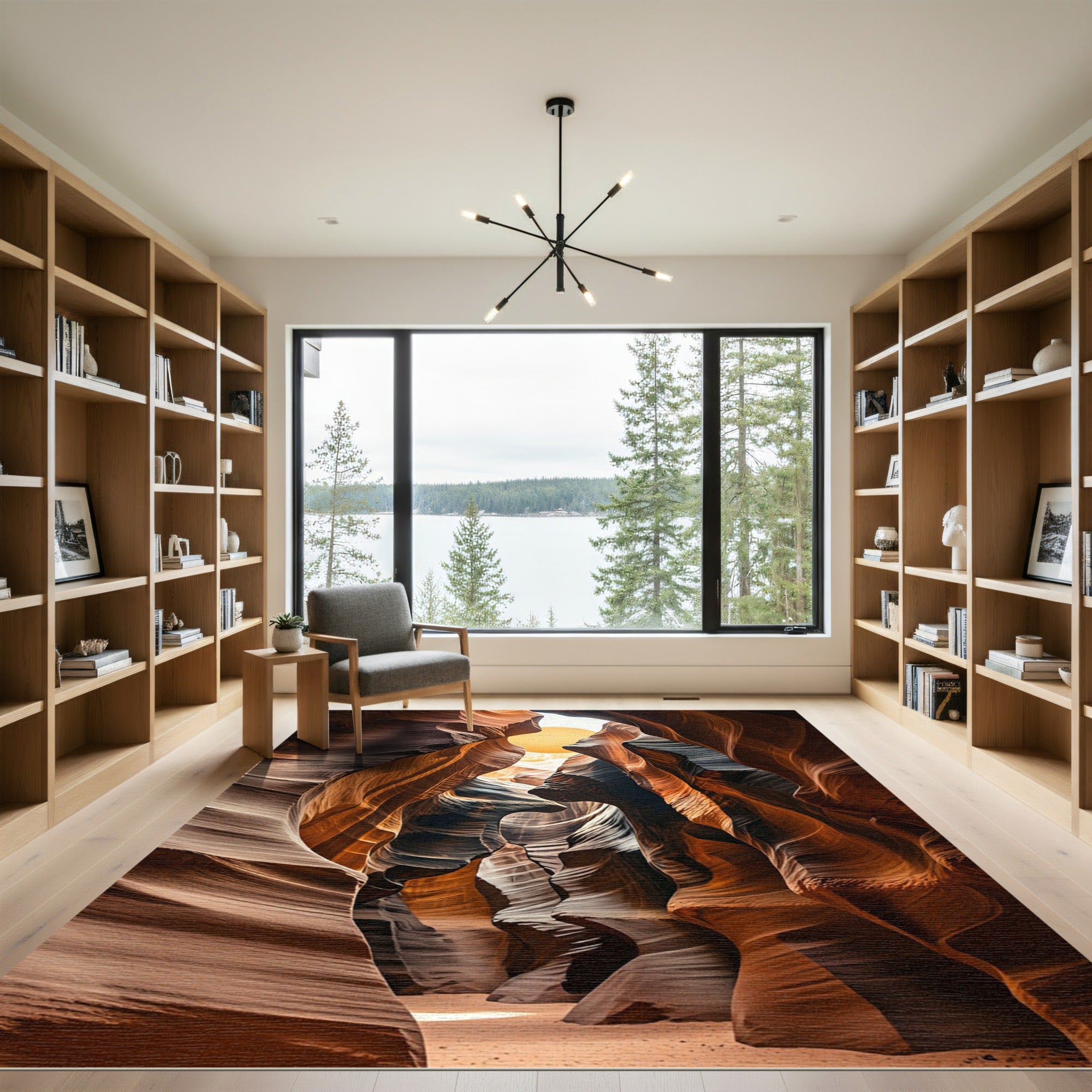 Golden Canyon Rock Stratum Swirls Rug