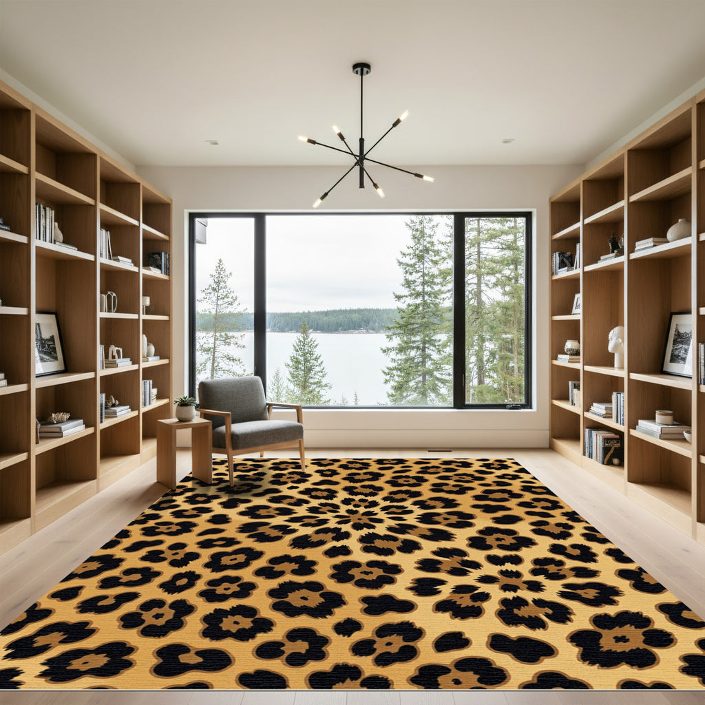 Golden Black Spotted Sunburst Rug