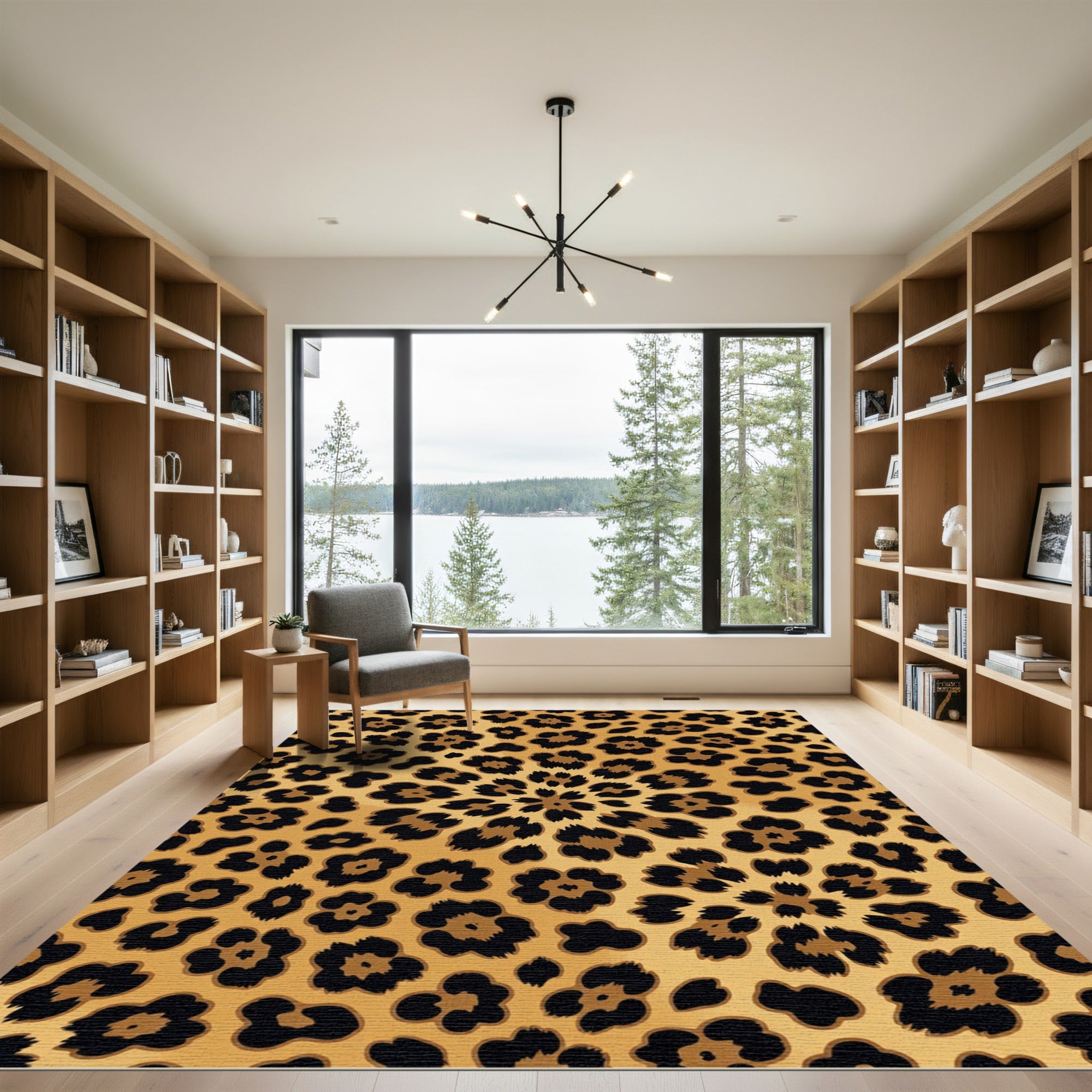 Golden Black Spotted Sunburst Rug