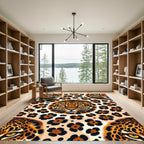 Exotic Golden Leopard Face Ochre Texture Rug