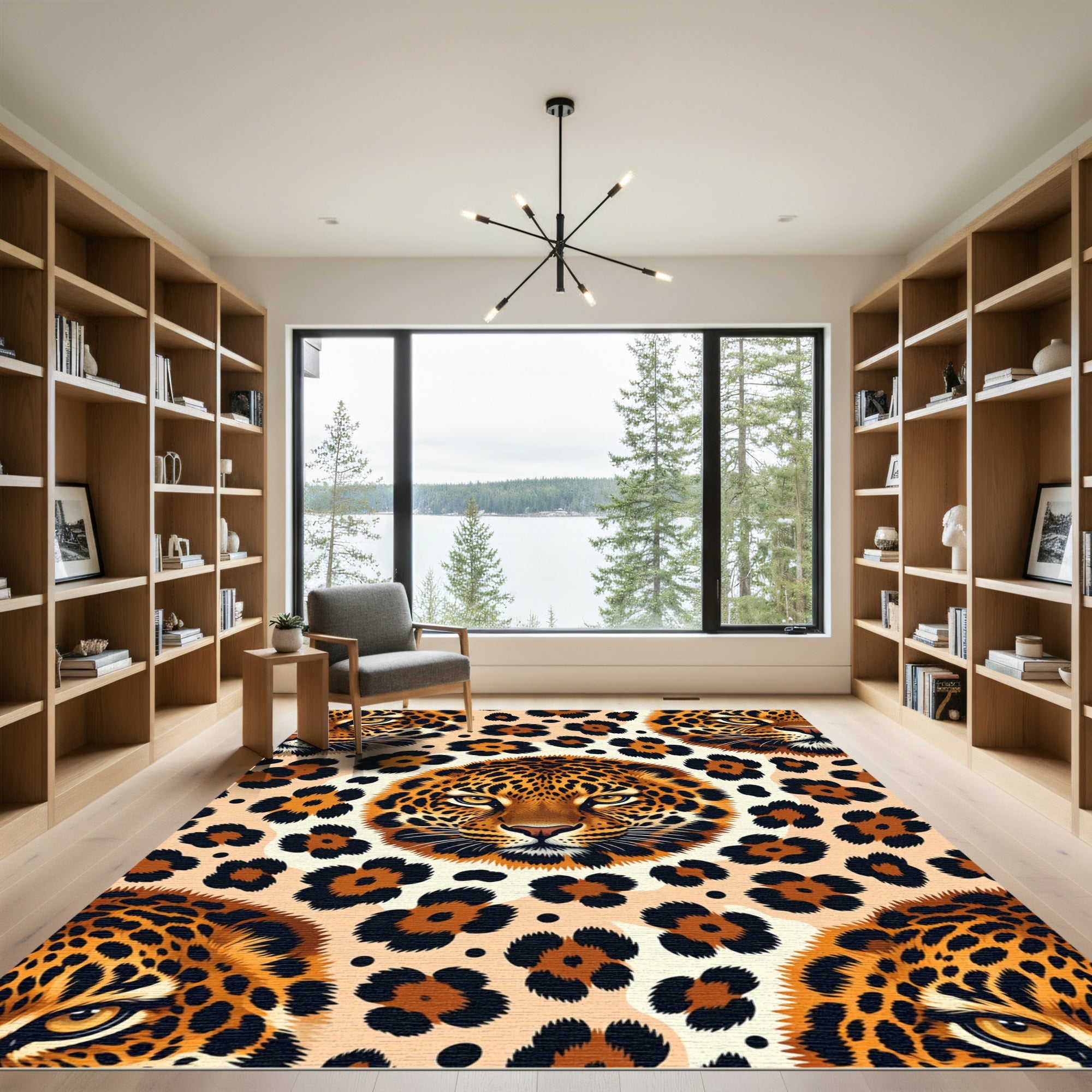 Exotic Golden Leopard Face Ochre Texture Rug