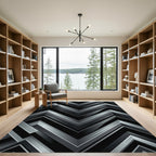 Dark Gray Chevron Geometric Rug