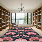Pink Orchid Heart Fan Arrangement Rug