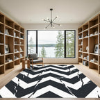Dark Gray Cracked Chevron Rug