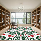 Emerald Red Star Floral Medallion Rug