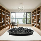 Elegant Monochrome Feather Coronet Accent Rug