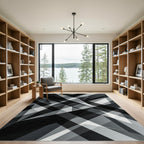 Modern Monochromatic Geometric Abstract Art Rug