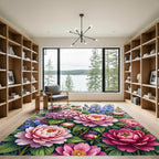 Blushing Peony and Blue Larkspur Garden Rug