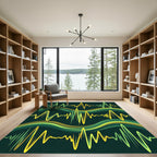 Emerald Green Abstract Wave Line Rug