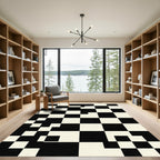 Monochromatic Checkerboard Abstract Squares Rug