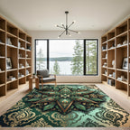 Emerald Damask Ornate Star Medallion Rug